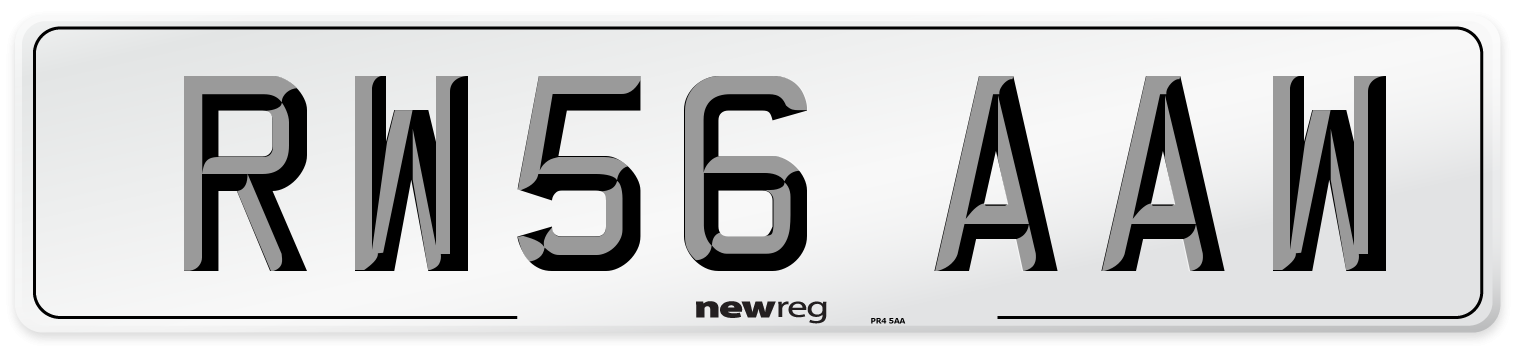 RW56 AAW Number Plate from New Reg